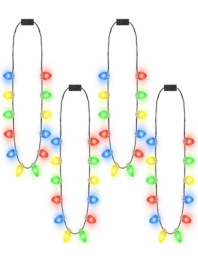 Traplace 4 PCS Christmas Party Favors, 3 Modes Light Up Christmas Necklace with 12 Glow Bulbs, LED Christmas Light Necklace, Colorful Xmas Bulb Necklaces Decor for Ugly Sweater New Year Family Party Supplies - Image 1
